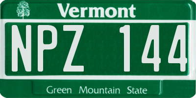 VT license plate NPZ144