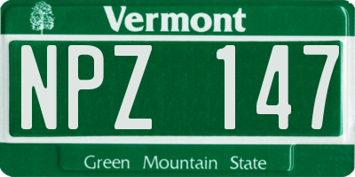 VT license plate NPZ147