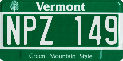 VT license plate NPZ149