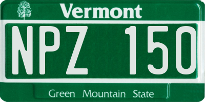 VT license plate NPZ150