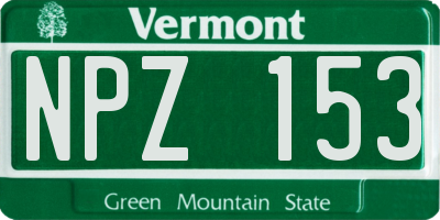 VT license plate NPZ153