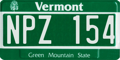 VT license plate NPZ154