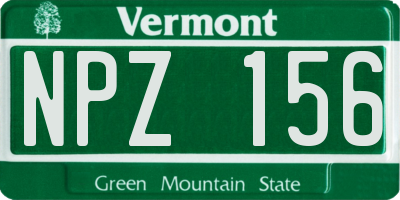 VT license plate NPZ156