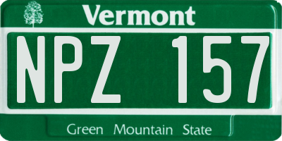 VT license plate NPZ157