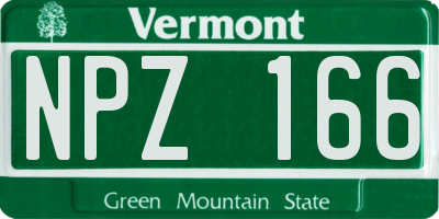 VT license plate NPZ166