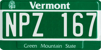 VT license plate NPZ167