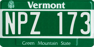 VT license plate NPZ173