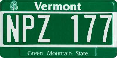 VT license plate NPZ177