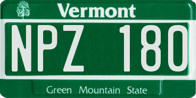 VT license plate NPZ180