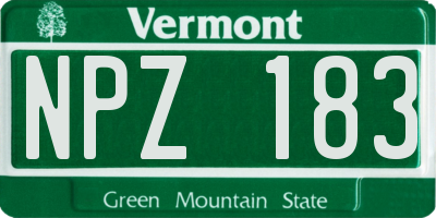 VT license plate NPZ183
