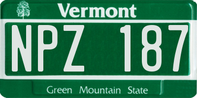 VT license plate NPZ187