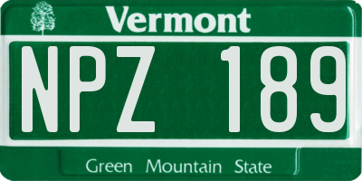 VT license plate NPZ189
