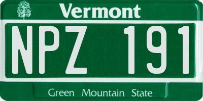 VT license plate NPZ191