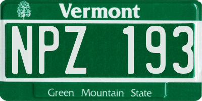 VT license plate NPZ193