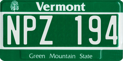 VT license plate NPZ194