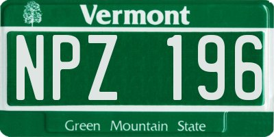 VT license plate NPZ196