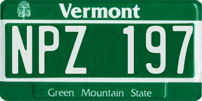VT license plate NPZ197