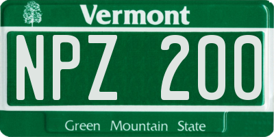 VT license plate NPZ200