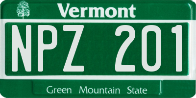 VT license plate NPZ201