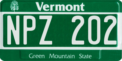 VT license plate NPZ202