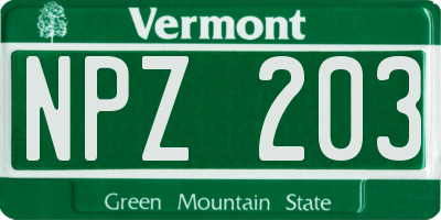 VT license plate NPZ203