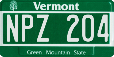 VT license plate NPZ204