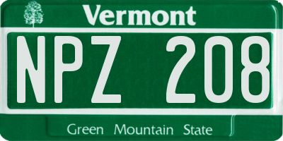 VT license plate NPZ208