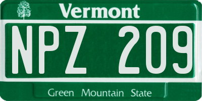 VT license plate NPZ209