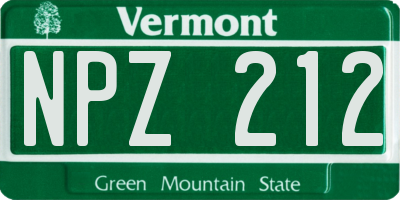 VT license plate NPZ212