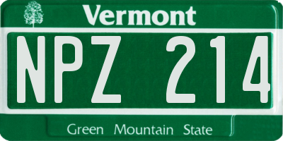 VT license plate NPZ214