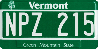 VT license plate NPZ215