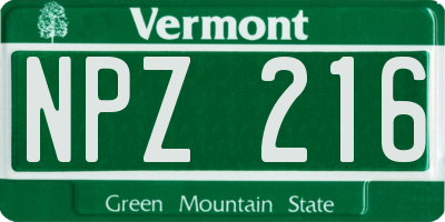VT license plate NPZ216
