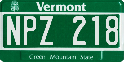 VT license plate NPZ218