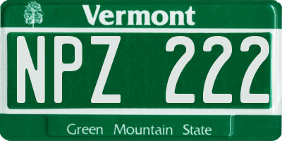 VT license plate NPZ222