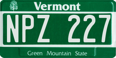 VT license plate NPZ227