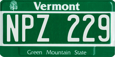 VT license plate NPZ229