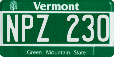 VT license plate NPZ230