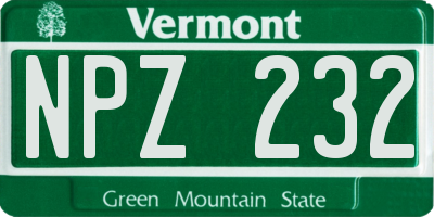 VT license plate NPZ232