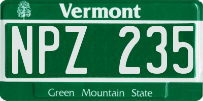 VT license plate NPZ235