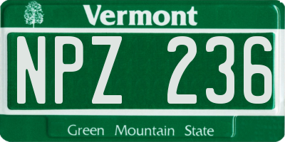 VT license plate NPZ236