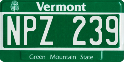 VT license plate NPZ239