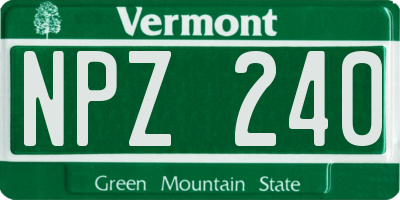 VT license plate NPZ240