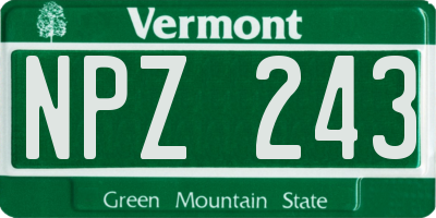 VT license plate NPZ243