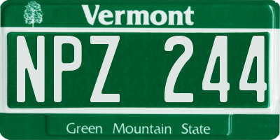 VT license plate NPZ244