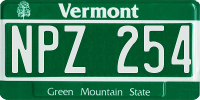 VT license plate NPZ254