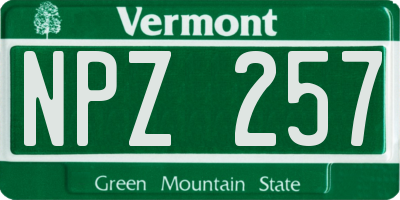 VT license plate NPZ257