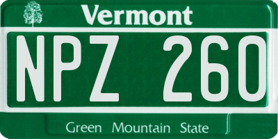 VT license plate NPZ260