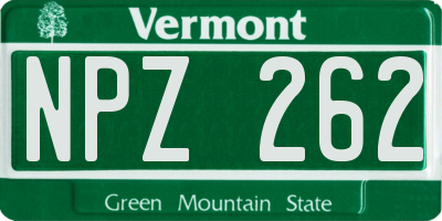 VT license plate NPZ262