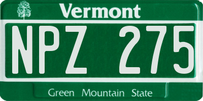 VT license plate NPZ275