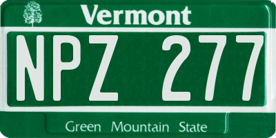 VT license plate NPZ277